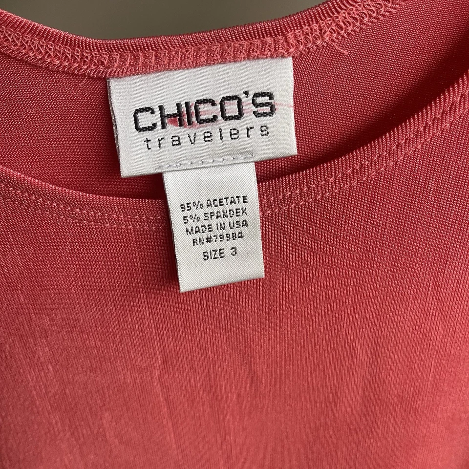Camiseta sin mangas Chico's Travelers elástica coral informal acetato talla XL 3 Foto 3 de 4