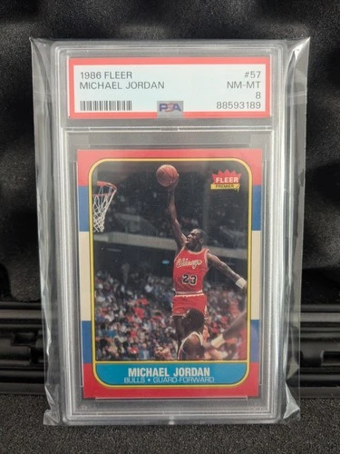 1986 Fleer #57 MICHAEL JORDAN Rookie Card PSA 8