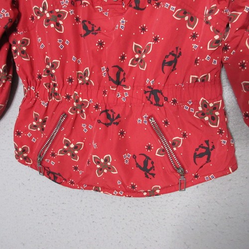 Vintage LL Bean Jacket Anorak Girls Small Red Bandana Print Ski Nylon Pockets - Picture 4 of 14