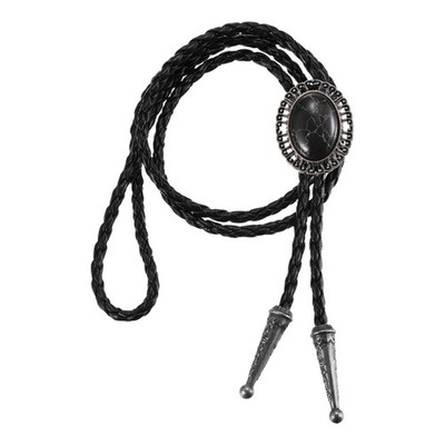 Bolo Krawatte für Männer, Western Leder Halsband, Schwarz-Weiß