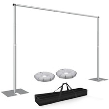 Qoolfoto Pipe and Drape Backdrop Stand Kit 12x10ft, Heavy Silver
