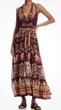 New AUTH FARM RIO FALL Burgundy BellaMaxi Dress Sz Large