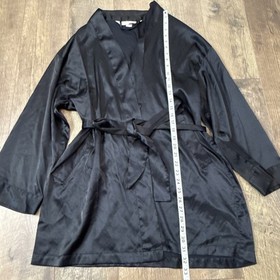 VTG Victoria Secret Black Short Kimono Satin Robe One Size Romantic Sexy Holiday