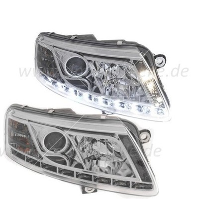 Audi A6 4F Scheinwerfer mit echtem Tagfahrlicht Chrom 04-08 + R87 Zulassung