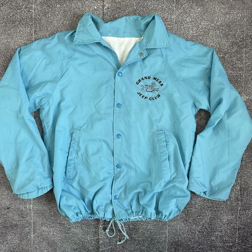 COACH Giacca a vento allenatore uomo vintage anni 90 Grand Mesa Jeep Club blu polvere taglia M