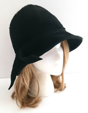 VTG Monterey Blk Fur Felt Bell Cloche Hat Made in Italy for Filenes O/S