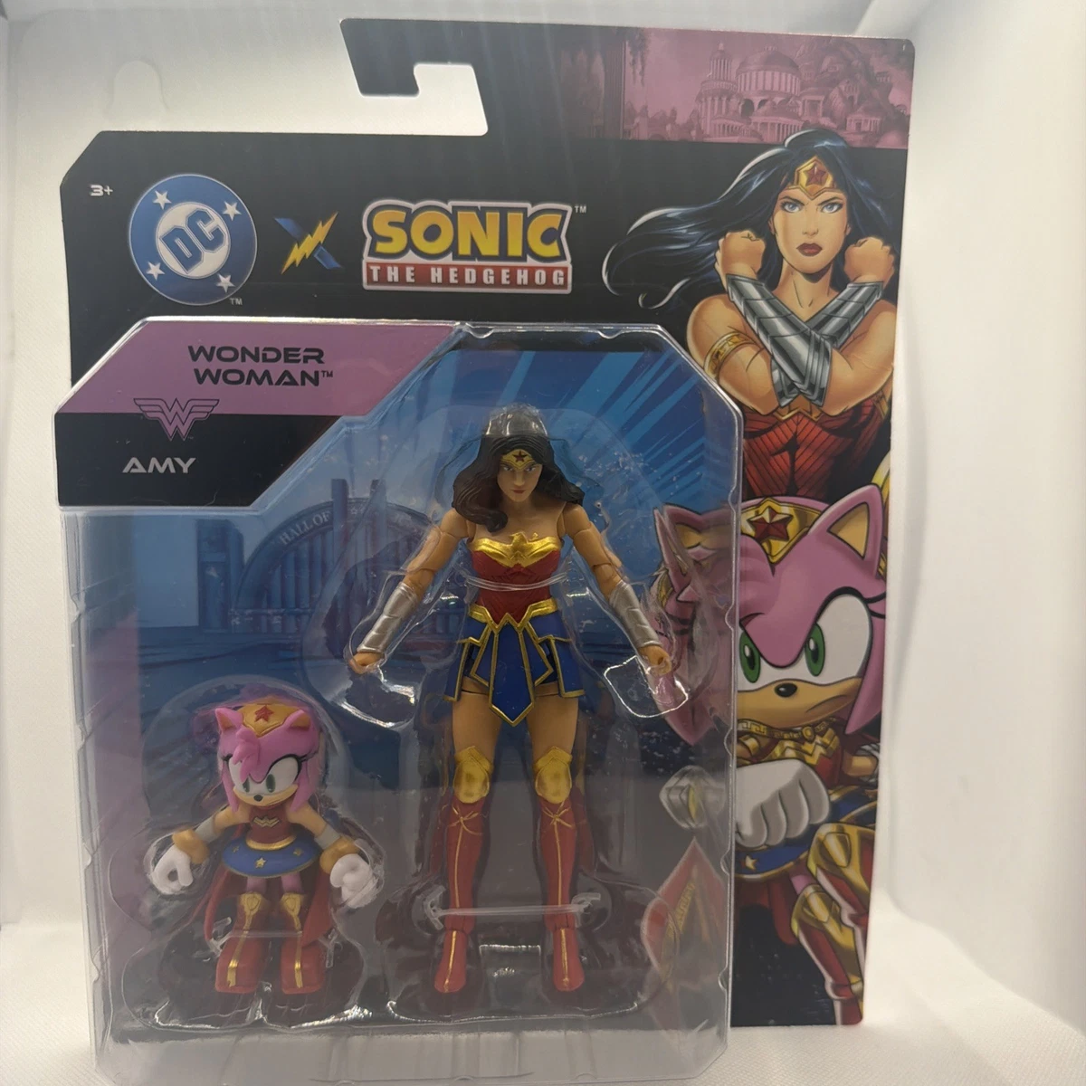 DC X Sonic – Amy Como Mujer Maravilla 13 Cm, Figura De Acción De Jakks Pacific, 22 Puntos De Articulación Y Embalaje Coleccionable