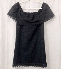 Kensie Black Eyelet Off-Shoulder Lined Dress Size Small PTP 18"EUC Never Worn