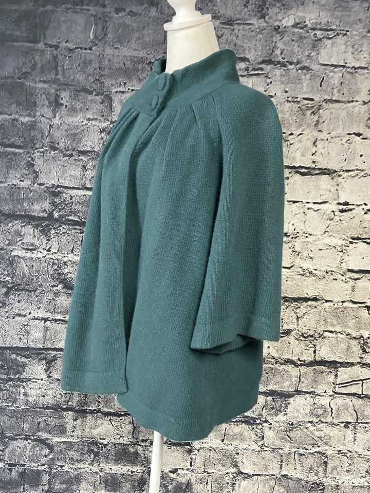 Suéter Sarah Spencer Mujer 1X Verde Lana Mezcla Angora Manga Corta Capelet Foto 2 de 4
