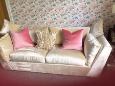 3 Seater Sofa Settee Couch Champagne Velour