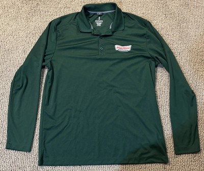 Krispy Kreme Long Sleeve Collared Shirt Dark Green Embroidered Logo Size L