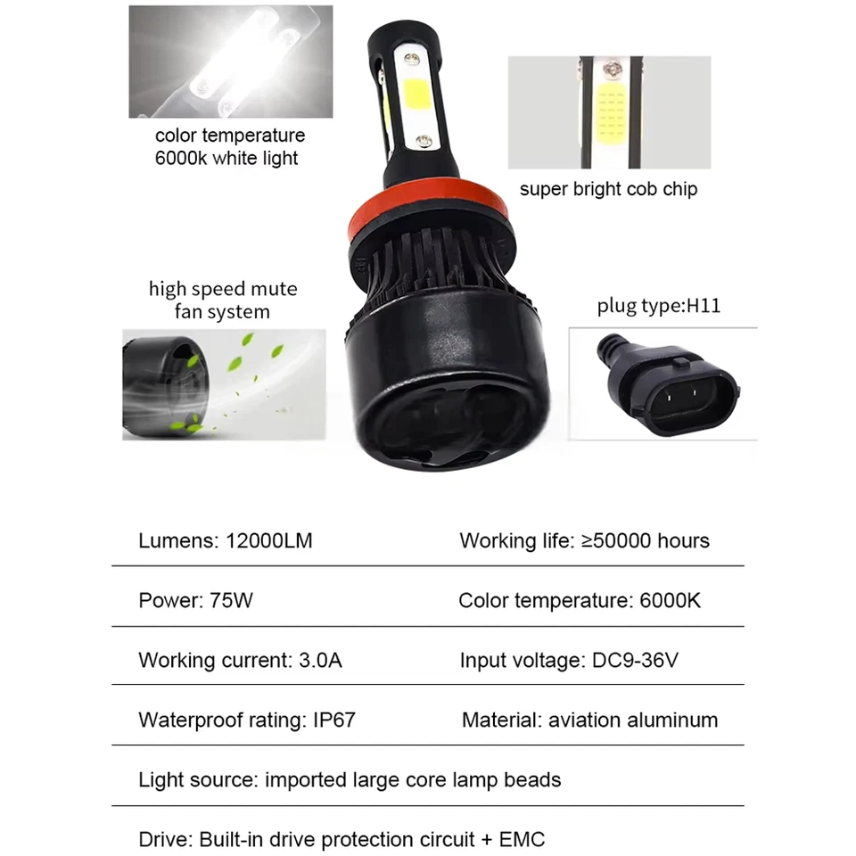 Faro LED blanco haz alto/bajo + bombillas antiniebla S para Dodge Charger 2011-14 6000K Foto 3 de 4