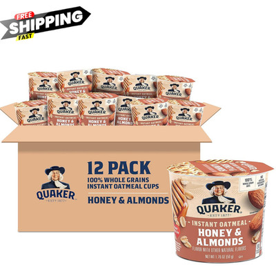 Quaker Instant Oatmeal Express Cups, Honey & Almonds, 1.76 Ounce (Pack of 12)