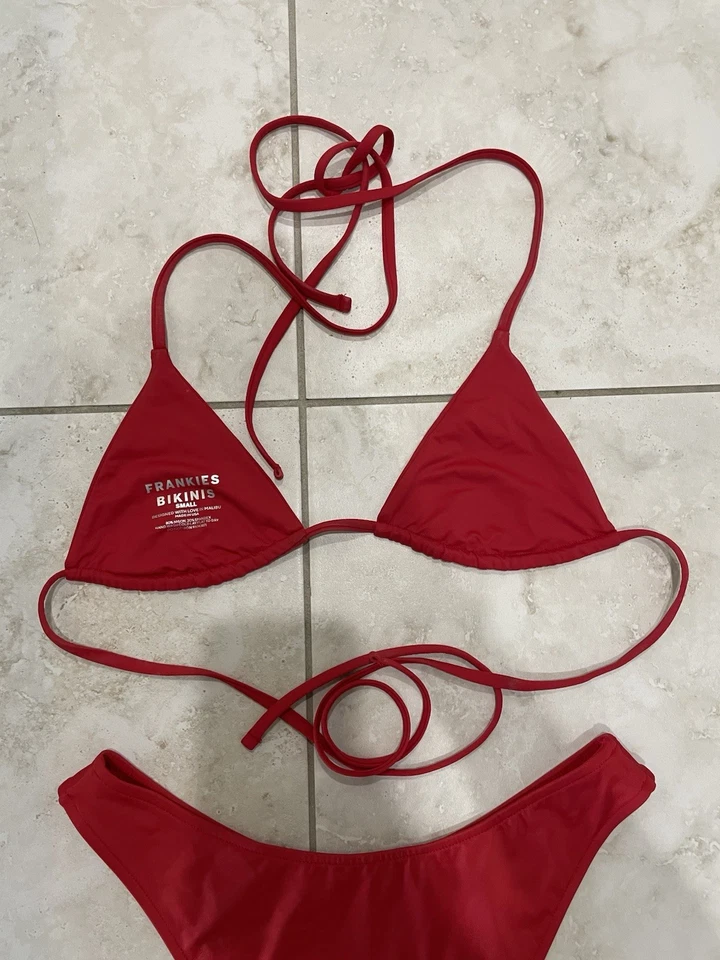 Frankies Bikini Set Red Set Size Small Top And Medium Bottom - Image 4 of 4