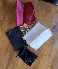 6 X Bundle Mens Quality Formal Satin Pocket Square Cufflink Red Black 4 EXPRESS