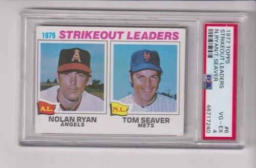 1977 TOPPS #6 STRIKEOUT LEADERS NOLAN RYAN - TOM SEAVER WITH  PSA 4 GRADE