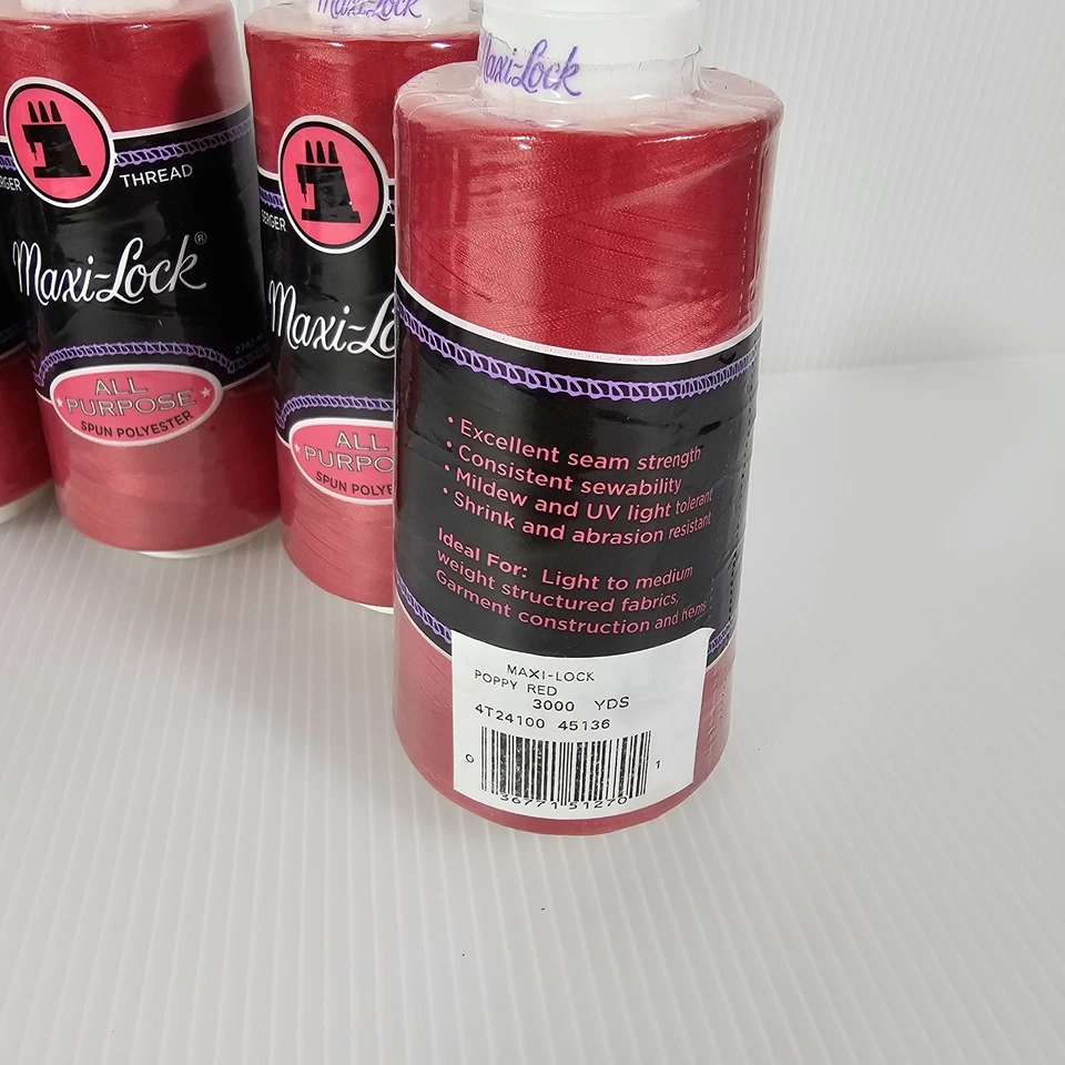 NEW 8 Maxilock Serger Thread Spools RED BLUE 3000 Yd Polyester Overlock Sewing - Image 3 of 4