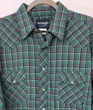 Men's Vintage 90s Wrangler Western Shirt Pearl Snap Lightweight XL