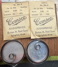 Hamilton 16s pocketwatch mainspring LOT x2 317-318 T-end 960 970 990 21j