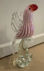 Vtg9" Heavy Hand Blown Art Glass Parrot Bird Figurine Murano Style Colorful READ