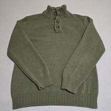 Old Navy Men's Mock Neck Knit Sweater Green 1/4 Button Pullover Size Large