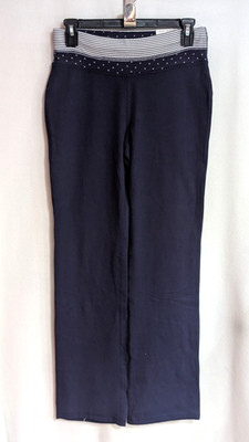 Made For Life Women's Navy Mid Rise Cotton Blend Yoga Pant - Size S - Petite