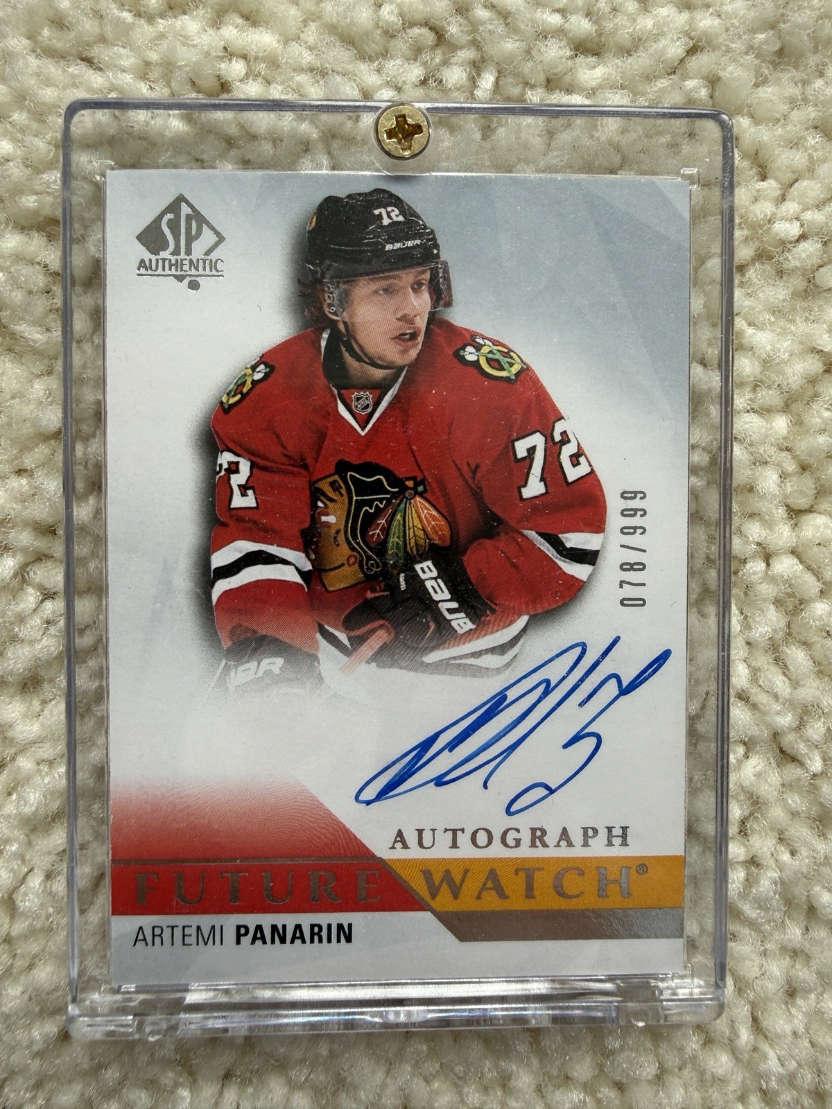 2015-16 SP Authentic Future Watch 078/999 Artemi Panarin #258 Rookie Auto RC