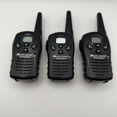 Midland LXT118 X-TraTalk 22-Ch Walkie Talkies Lot of 3 + Headsets Working