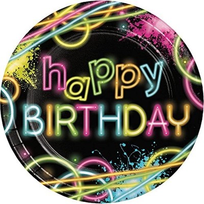 Creative Converting 8-Count Sturdy Style 8.75-Inch Round Paper, Glow Party, Larg