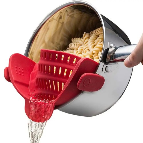 2 Pack Clip On Strainer Silicone for All Pots and Pans, Pasta, Black - Picture 2 of 17