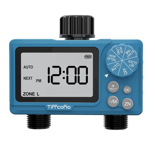 2 Outlet Digital Sprinkler Timer for Garden Hose Rain Delay Manual Mode