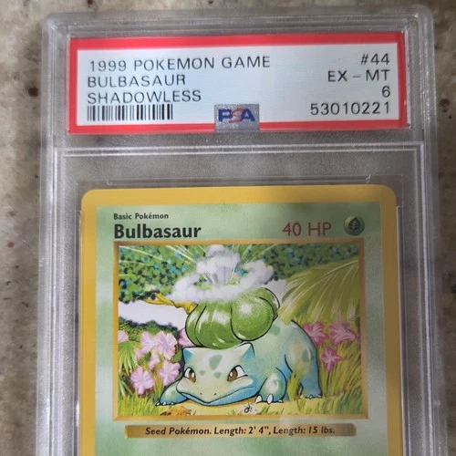 Pokémon TCG Bulbasaur Base Set Shadowless PSA 6 44/102 English Common 1999