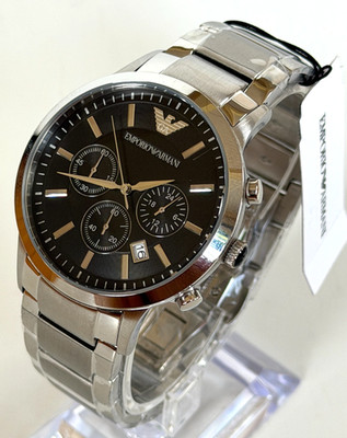 EMPORIO ARMANI AR2434 Men's RENATO Chronograph S/Steel Watch BNWT Gift Box $325