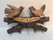 Vtg Wood Carved Birds Nest Tree Branch Souvenir Germany Wall Hanging Key Hook  