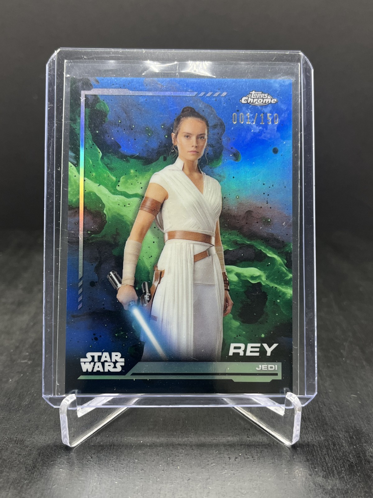 2024 Topps Chrome Star Wars Rey Skywalker Blue 001/150 #112 Bookend