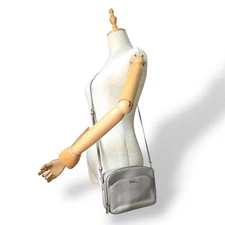 Furla Capriccio L Crossbody 2Way Pouch Shoulder Bag Gray Leather Purse