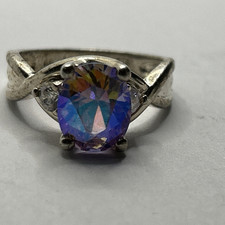 Multi color stone Sterling Silver Ring size 7, 925