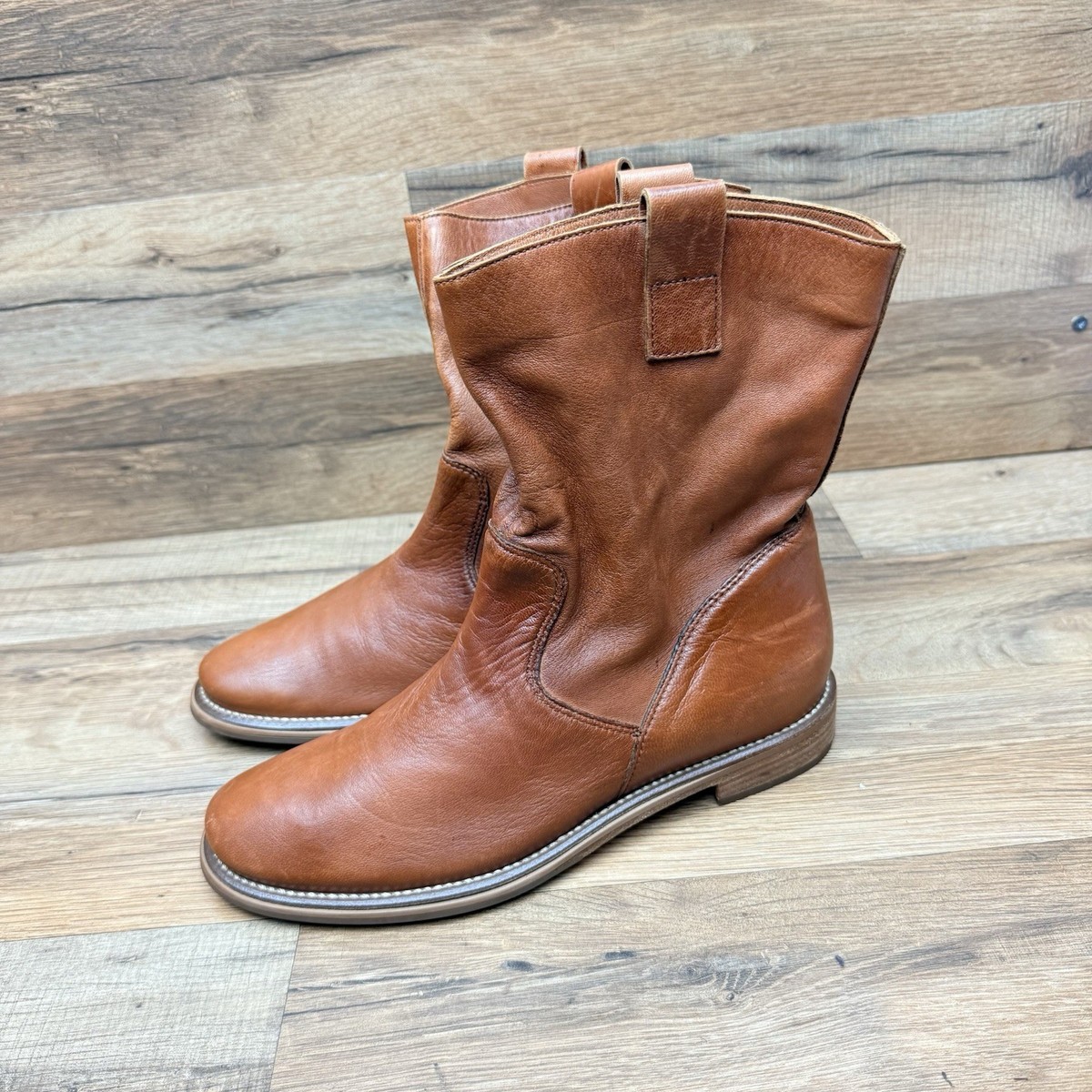 Cole Haan Size 6B d31844 mid boots cowboy Brown leather | eBay display picture 3