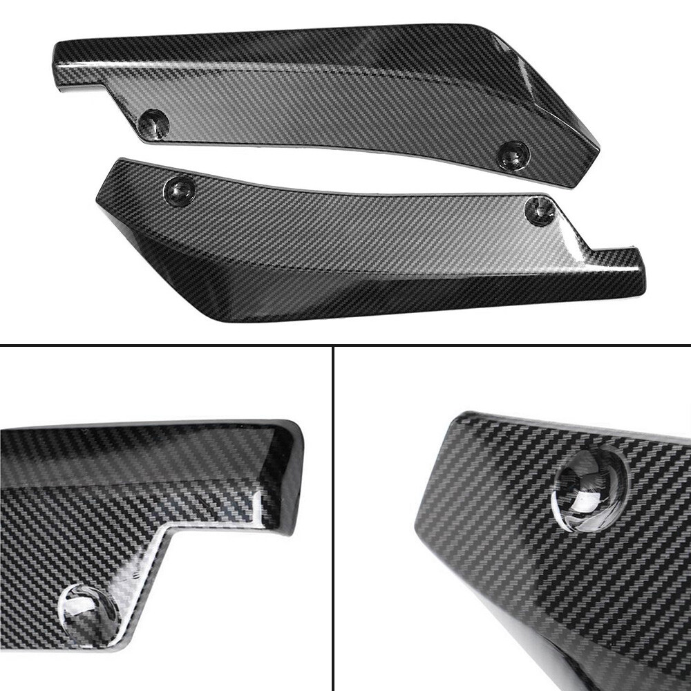Universal Carbon Fiber Look Rear Bumper Lip / Diffuser / Splitter - Plastic, 1-Year Warranty - Car Styling Accessory