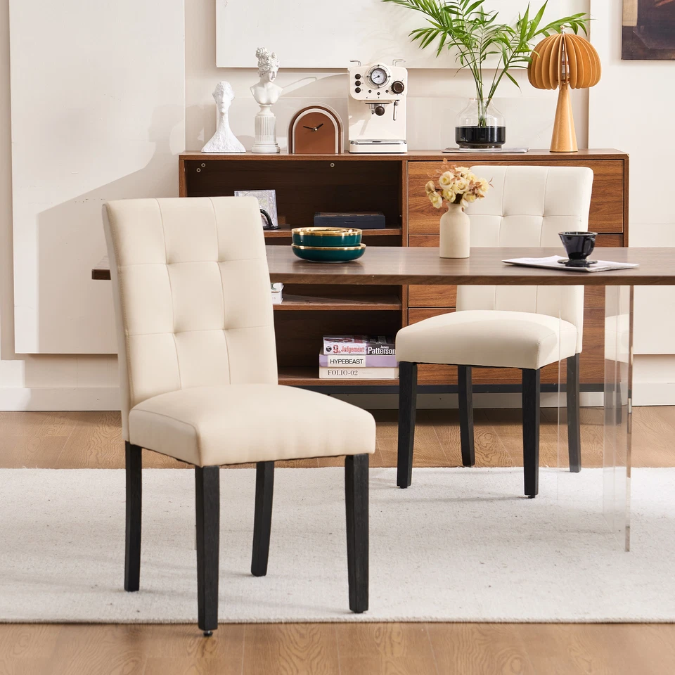 36,5» набор из 2 столовой стулья кухни сиденья PU кожаный чехол с деревянными ножками - Изображение 4 из 4