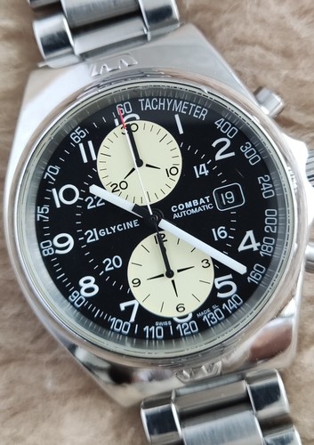 GLYCINE COMBAT Ref 3855 Bi-Compax CHRONOGRAPH 7750 Automatic SS 44mm MENS Watch - Picture 9 of 24