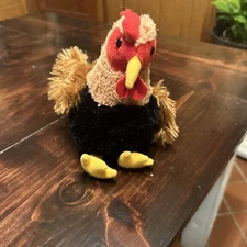hug fun plush chicken black/brown/white 8"