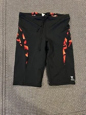 Mens TYR Dura Black red Spandex Jammers Compression Shorts 34 swimsuit