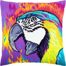 DIY Needlepoint/Tapestry Pillow Kit "Macaw" 16x16 in / 40x40 cm