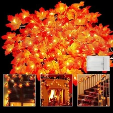 Lots Fall Thanksgiving Maple Leaves 30 LED Light Lamp Garland Festival Decor