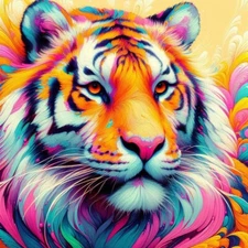 Digital Image Picture Photo Wallpaper Background AI Art Pastel Color Tiger 4