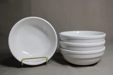 4 CRATE & BARREL White Porcelain Stackable Soup/Cereal Bowls