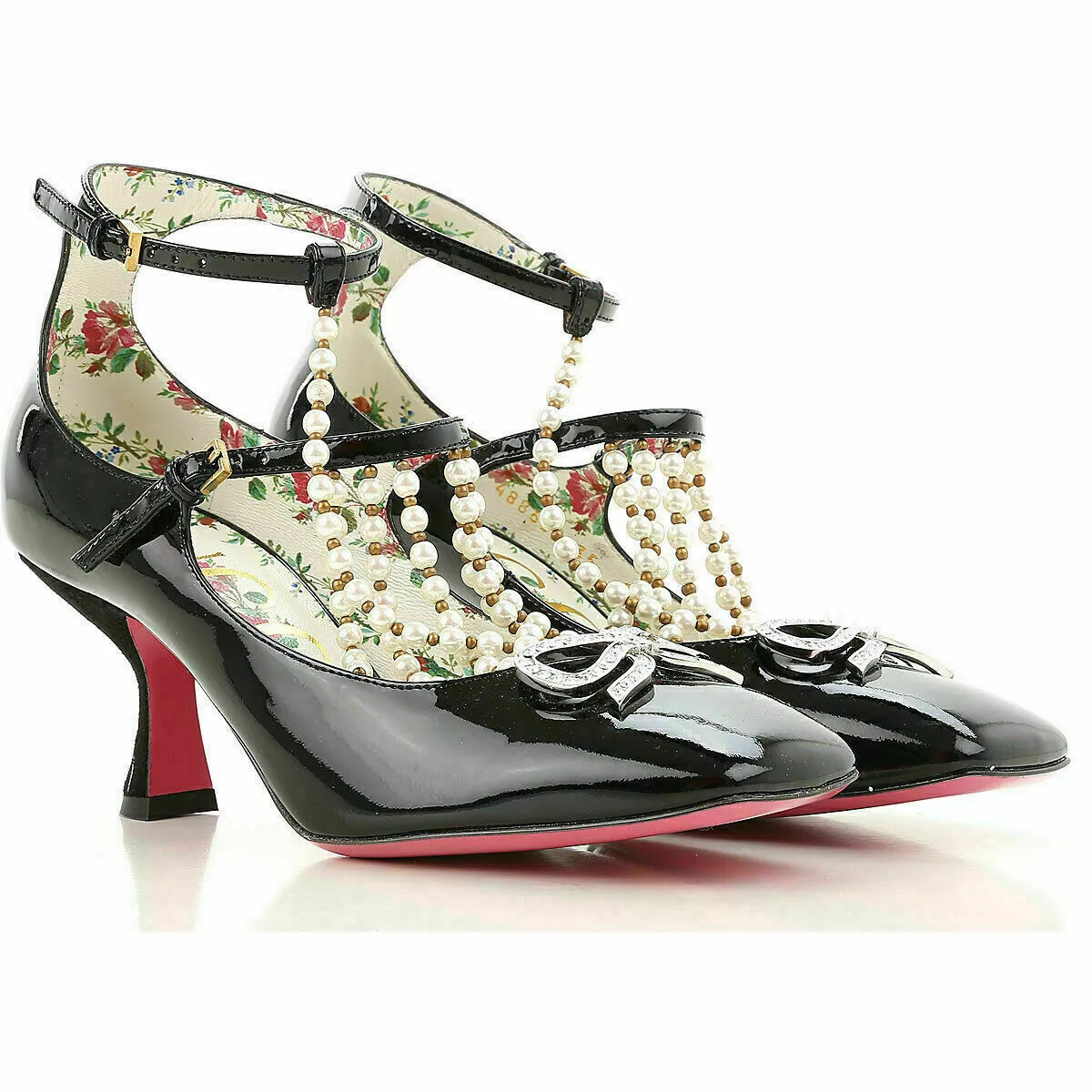 Gucci Limité 493483 Sangle en T Escarpins D'Renaissance Chaussures Talons Hauts