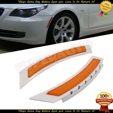 Fits 2008-10 BMW E60 5-Series Pair Front Bumper AMBER Side Marker Reflectors Set