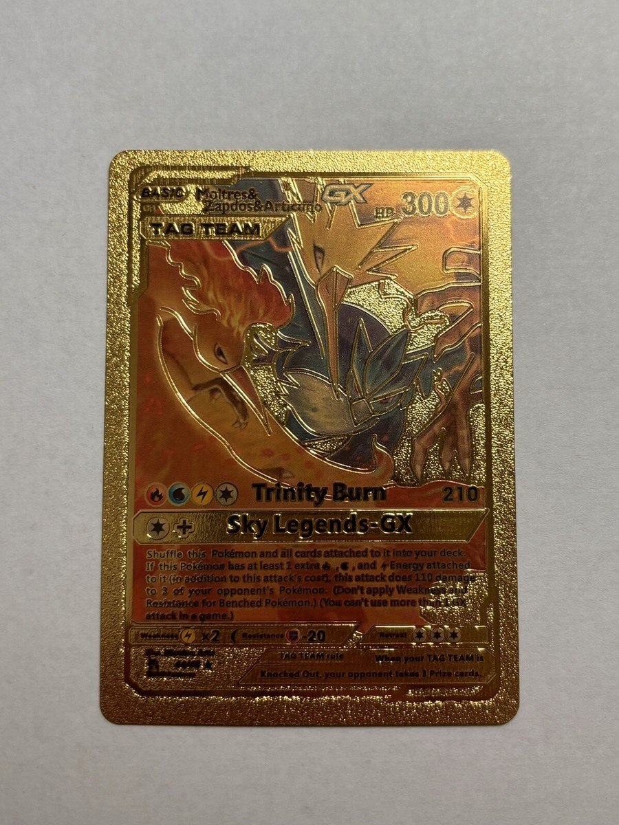 Gold Foil FAN ART Display Card Moltres & Zapdos & Articuno GX Tag